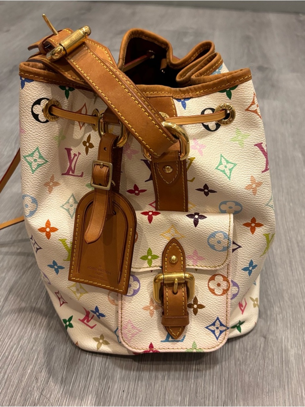 Louis Vuitton x Takashi Murakami White Multicolore Canvas Petit Noé - Picture 4 of 16
